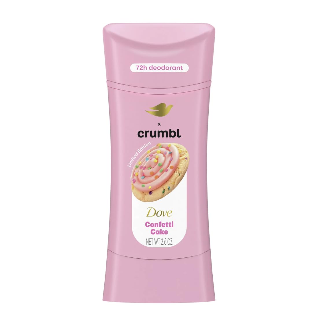 Dove x Crumbl 1 Pack Deodorant Stick Crumbl Confetti Cake Aluminum Free, 2.6 oz