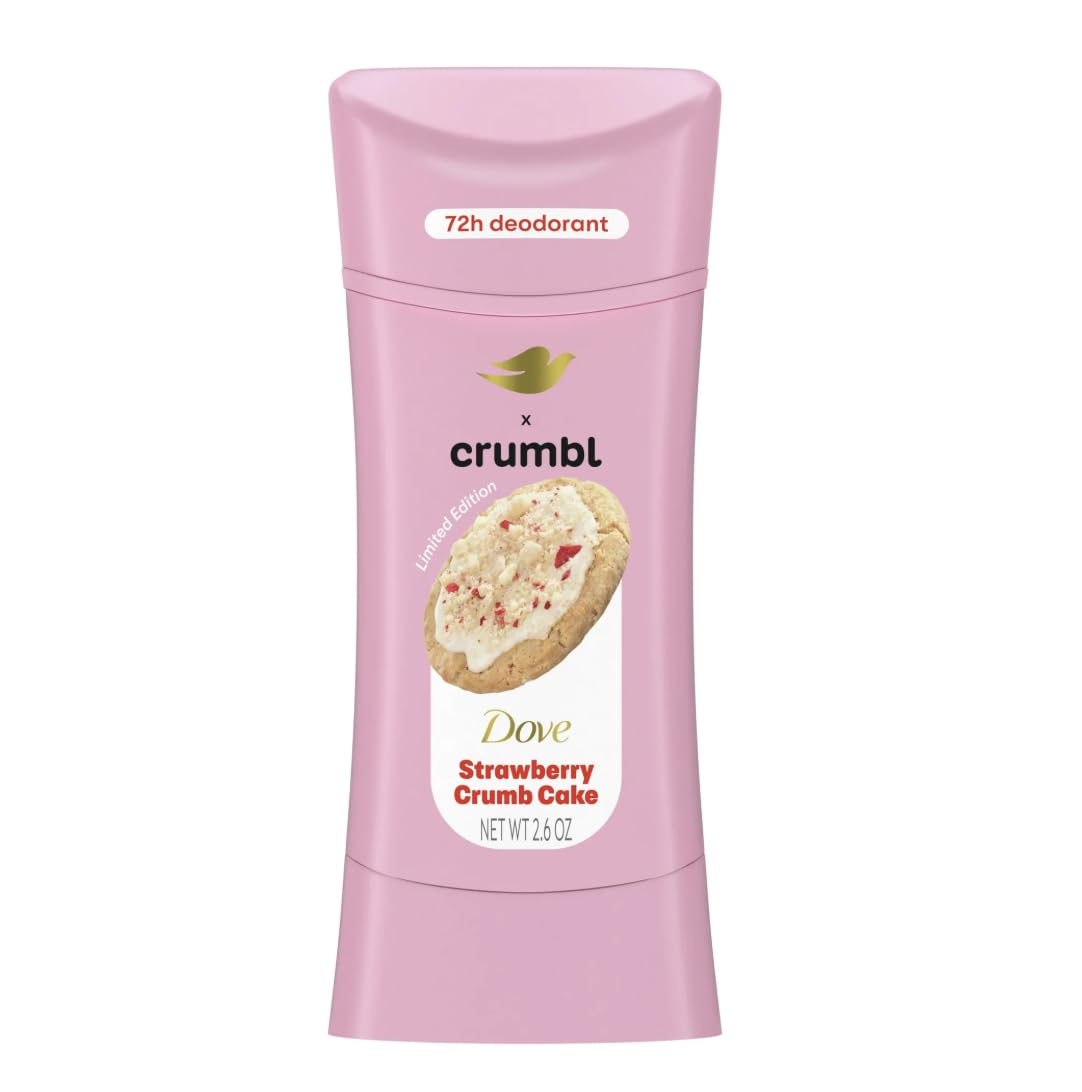 Dove x Crumbl 1 Pack Deodorant Stick Crumbl Strawberry Crumb Cake Aluminum Free, 2.6 oz