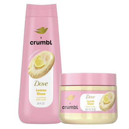 Dove Moisturizing Liquid Body Wash & Scrub | Lemon Glaze | 20oz Wash + 15oz Scrub