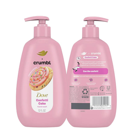 Dove X Crumbl Moisturizing Liquid Hand Wash Confetti Cake | 2-pack, of 12 oz Hand Wash with Pump | Limited Edition (Confetti Cake)