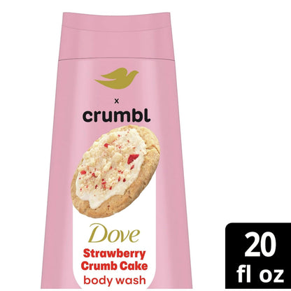 Dove Moisturizing Strawberry Crumb Cake Body Wash & Scrub Combo, 20oz Wash + 15oz Scrub, Limited Edition, Paraben & Sulfate Free, For Body, Improves Skin Texture, Moisturizes