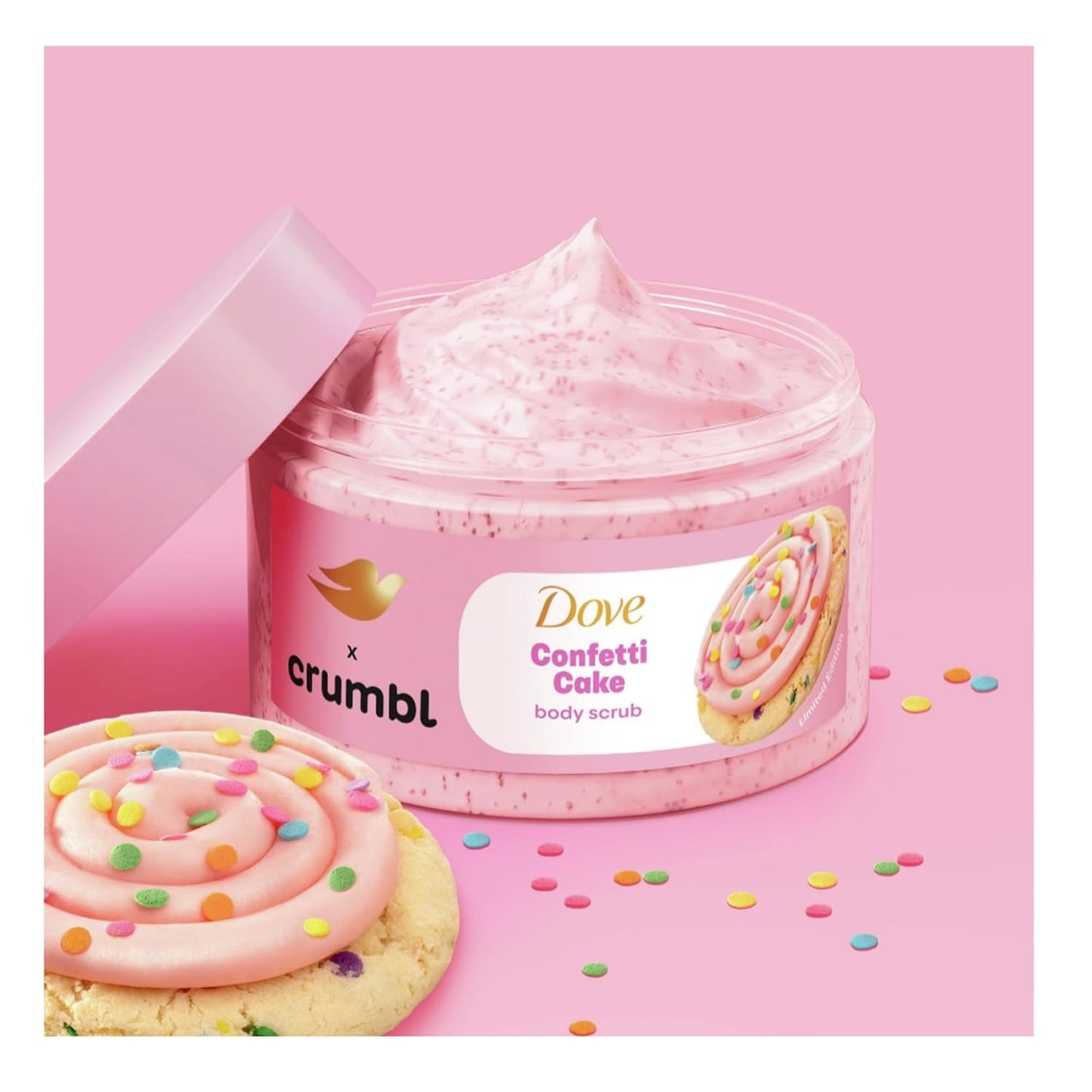 Dove Moisturizing Body Wash & Scrub | Confetti Cake Scent | 20oz Wash + 15oz Scrub | Limited Edition