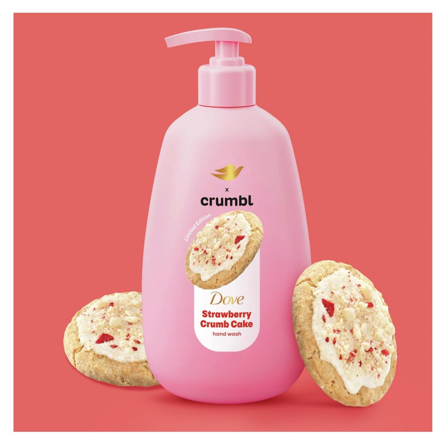 Dove X Crumbl Moisturizing Liquid Hand Wash Strawberry Crumb Cake | 2-pack, of 12 oz Hand Wash with Pump | Limited Edition (Strawberry Crumb Cake)